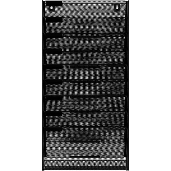 EasyPAG 10-Tier Wall-Mounted File Organizer with Label Board Compartments, Durable Black Metal Mesh, Extra Bottom Shelf for Storage, Great for Office, Home Use. EasyPAG 10-Tier Wall-Mounted File Organizer with Label Board Compartments, Durable Black Metal Mesh, Extra Bottom Shelf for Storage, Great for Office, Home Use.