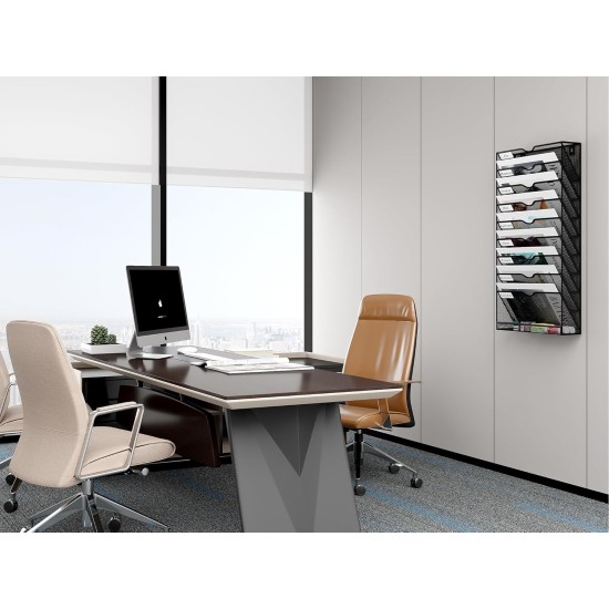 EasyPAG 10-Tier Vertical Grid Wall File Organizer, 10 Open Slots, Slanted Design for Easy Access, for Offices and Classrooms. EasyPAG 10-Tier Vertical Grid Wall File Organizer, 10 Open Slots, Slanted Design for Easy Access, for Offices and Classrooms.