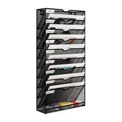 EasyPAG 10-Tier Vertical Grid Wall File Organizer, 10 Open Slots, Slanted Design for Easy Access, for Offices and Classrooms.