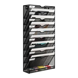 EasyPAG 10-Tier Vertical Grid Wall File Organizer, 10 Open Slots, Slanted Design for Easy Access, for Offices and Classrooms.