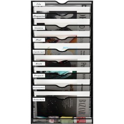 EasyPAG 10-Tier Vertical Grid Wall File Organizer, 10 Open Slots, Slanted Design for Easy Access, for Offices and Classrooms.