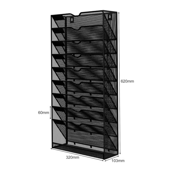 EasyPAG 10-Tier Vertical Grid Wall File Organizer, 10 Open Slots, Slanted Design for Easy Access, for Offices and Classrooms. EasyPAG 10-Tier Vertical Grid Wall File Organizer, 10 Open Slots, Slanted Design for Easy Access, for Offices and Classrooms.