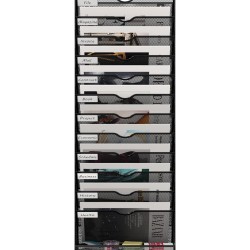 EasyPAG 13-layer vertical file organizer, durable black metal mesh, 13-layer slots, smooth surface with labels, suitable for office, home.