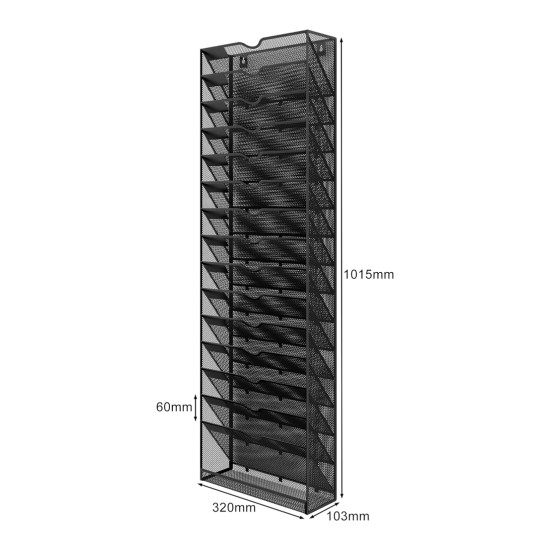 EasyPAG 16-Layer Wall Mounted File Rack Mail Organizer, Durable Black Metal Mesh, 16-Layer Slots, Smooth Surface, with Labels, for Files, Mail, Files, Office and Home, Suitable for Office and Home. EasyPAG 16-Layer Wall Mounted File Rack Mail Organizer, Durable Black Metal Mesh, 16-Layer Slots, Smooth Surface, with Labels, for Files, Mail, Files, Office and Home, Suitable for Office and Home.