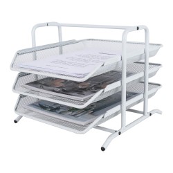 EasyPAG 3-Tier Tray File Organizer, Wire Basket Design, Good Ventilation, Curved Edges, Suitable for Office and Home Use