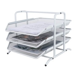 EasyPAG 3-Tier Tray File Organizer, Wire Basket Design, Good Ventilation, Curved Edges, Suitable for Office and Home Use