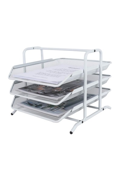 EasyPAG 3-Tier Tray File Organizer, Wire Basket Design, Good Ventilation, Curved Edges, Suitable for Office and Home Use