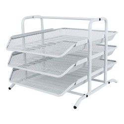 EasyPAG 3-Tier Tray File Organizer, Wire Basket Design, Good Ventilation, Curved Edges, Suitable for Office and Home Use