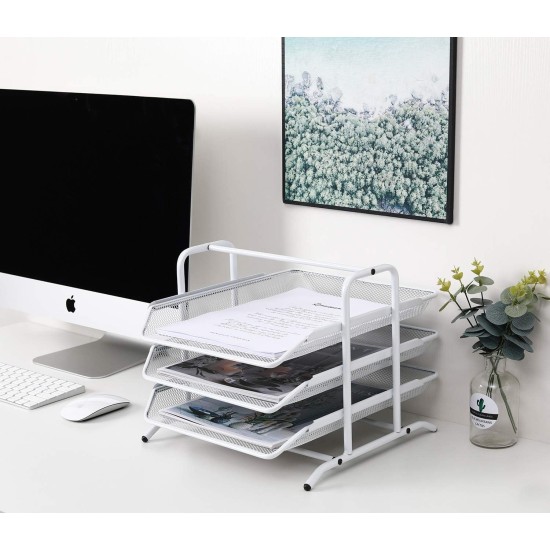 EasyPAG 3-Tier Tray File Organizer, Wire Basket Design, Good Ventilation, Curved Edges, Suitable for Office and Home Use EasyPAG 3-Tier Tray File Organizer, Wire Basket Design, Good Ventilation, Curved Edges, Suitable for Office and Home Use