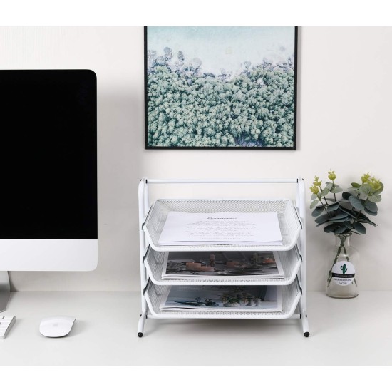 EasyPAG 3-Tier Tray File Organizer, Wire Basket Design, Good Ventilation, Curved Edges, Suitable for Office and Home Use EasyPAG 3-Tier Tray File Organizer, Wire Basket Design, Good Ventilation, Curved Edges, Suitable for Office and Home Use