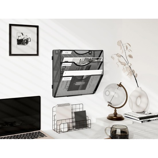 EasyPAG 3-Tier Wall-Mounted File Rack, Assembly Type, for File Classification and Space-Saving Storage.