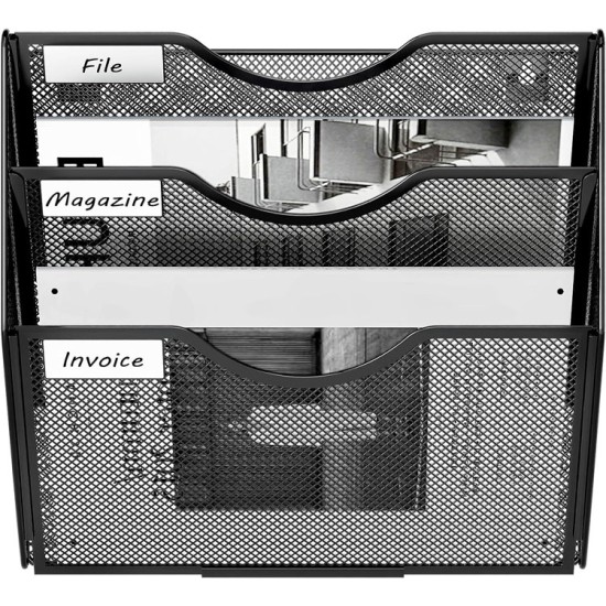 EasyPAG 3-Tier Wall-Mounted File Rack, Assembly Type, for File Classification and Space-Saving Storage.