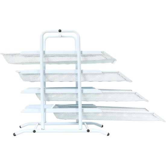 EasyPAG 4-Tier Tray Desk Organizer, Durable Metal Frame, Breathable Grid Tray, Perfect for Home Office Use. EasyPAG 4-Tier Tray Desk Organizer, Durable Metal Frame, Breathable Grid Tray, Perfect for Home Office Use.