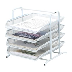 EasyPAG 4-Tier Tray Desk Organizer, Durable Metal Frame, Breathable Grid Tray, Perfect for Home Office Use.