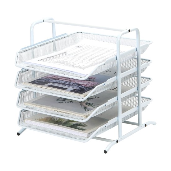 EasyPAG 4-Tier Tray Desk Organizer, Durable Metal Frame, Breathable Grid Tray, Perfect for Home Office Use. EasyPAG 4-Tier Tray Desk Organizer, Durable Metal Frame, Breathable Grid Tray, Perfect for Home Office Use.