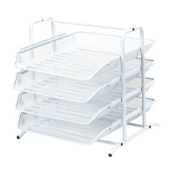 EasyPAG 4-Tier Tray Desk Organizer, Durable Metal Frame, Breathable Grid Tray, Perfect for Home Office Use.