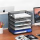 EasyPAG 5-Tier Grid File Organizer, Rectangular Design, Black Metal Mesh, Removable Shelves, Convenient Side Handles, Suitable for Office Use. EasyPAG 5-Tier Grid File Organizer, Rectangular Design, Black Metal Mesh, Removable Shelves, Convenient Side Handles, Suitable for Office Use.