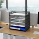 EasyPAG 5-Tier Grid File Organizer, Rectangular Design, Black Metal Mesh, Removable Shelves, Convenient Side Handles, Suitable for Office Use. EasyPAG 5-Tier Grid File Organizer, Rectangular Design, Black Metal Mesh, Removable Shelves, Convenient Side Handles, Suitable for Office Use.