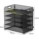 EasyPAG 5-Tier Grid File Organizer, Rectangular Design, Black Metal Mesh, Removable Shelves, Convenient Side Handles, Suitable for Office Use. EasyPAG 5-Tier Grid File Organizer, Rectangular Design, Black Metal Mesh, Removable Shelves, Convenient Side Handles, Suitable for Office Use.