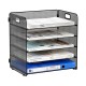EasyPAG 5-Tier Grid File Organizer, Rectangular Design, Black Metal Mesh, Removable Shelves, Convenient Side Handles, Suitable for Office Use. EasyPAG 5-Tier Grid File Organizer, Rectangular Design, Black Metal Mesh, Removable Shelves, Convenient Side Handles, Suitable for Office Use.