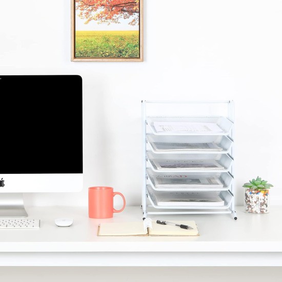 EasyPAG 5-layer tray desk organizer, file storage letter paper organizer, metal frame, breathable grid tray, suitable for home office use. EasyPAG 5-layer tray desk organizer, file storage letter paper organizer, metal frame, breathable grid tray, suitable for home office use.