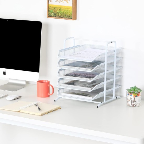 EasyPAG 5-layer tray desk organizer, file storage letter paper organizer, metal frame, breathable grid tray, suitable for home office use. EasyPAG 5-layer tray desk organizer, file storage letter paper organizer, metal frame, breathable grid tray, suitable for home office use.