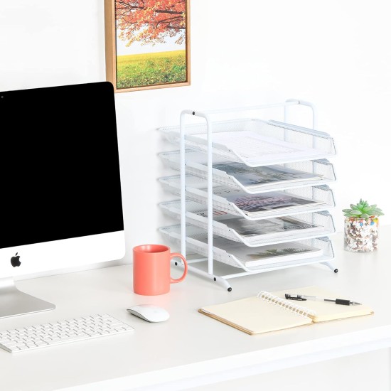 EasyPAG 5-layer tray desk organizer, file storage letter paper organizer, metal frame, breathable grid tray, suitable for home office use. EasyPAG 5-layer tray desk organizer, file storage letter paper organizer, metal frame, breathable grid tray, suitable for home office use.