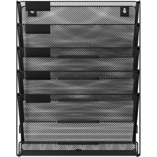 EasyPAG 6-layer wall-mounted file rack, vertical design, durable black metal mesh, with label board, ready to assemble, extra shelf at the bottom, suitable for office, home and students. EasyPAG 6-layer wall-mounted file rack, vertical design, durable black metal mesh, with label board, ready to assemble, extra shelf at the bottom, suitable for office, home and students.