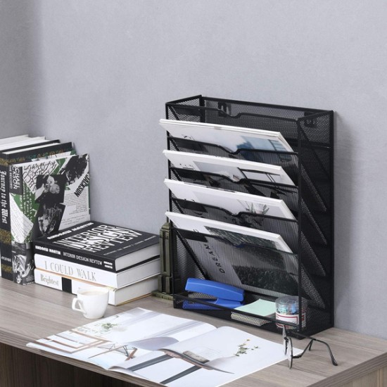 EasyPAG 6-layer black grid file organizer, grid tray wall-mounted file rack mail organizer magazine storage rack upgraded version, suitable for office and home workspace. EasyPAG 6-layer black grid file organizer, grid tray wall-mounted file rack mail organizer magazine storage rack upgraded version, suitable for office and home workspace.