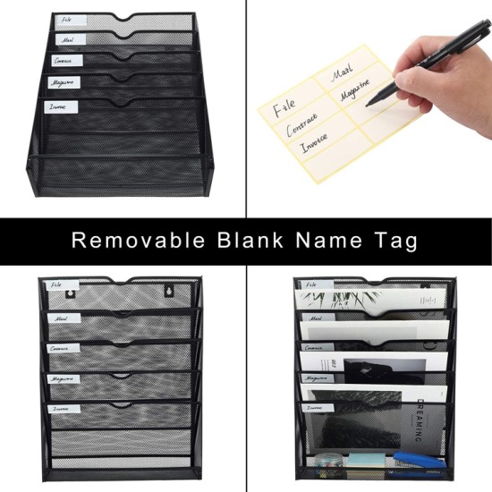 EasyPAG 6-layer black grid file organizer, grid tray wall-mounted file rack mail organizer magazine storage rack upgraded version, suitable for office and home workspace. EasyPAG 6-layer black grid file organizer, grid tray wall-mounted file rack mail organizer magazine storage rack upgraded version, suitable for office and home workspace.