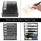 EasyPAG 6-layer wall-mounted file organizer, upgraded version. Five tilted compartments, lower tray, durable black metal mesh, modern minimalist style.