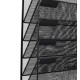 EasyPAG 6-layer wall-mounted file organizer, upgraded version. Five tilted compartments, lower tray, durable black metal mesh, modern minimalist style.