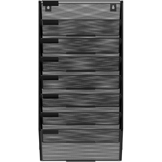EasyPAG 8-layer wall-mounted document rack, black metal mesh, 8 compartments, magazine storage rack, efficient document management. EasyPAG 8-layer wall-mounted document rack, black metal mesh, 8 compartments, magazine storage rack, efficient document management.