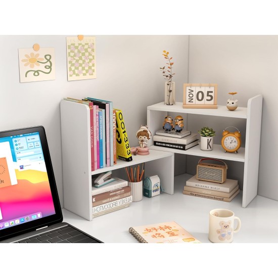 EasyPAG Wooden Desk Shelf Adjustable Desktop Bookshelf, Durable Solid Wood, Multi-Purpose Shelf for Home and Office. EasyPAG Wooden Desk Shelf Adjustable Desktop Bookshelf, Durable Solid Wood, Multi-Purpose Shelf for Home and Office.