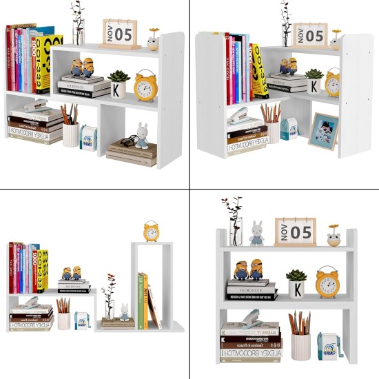 EasyPAG Wooden Desk Shelf Adjustable Desktop Bookshelf, Durable Solid Wood, Multi-Purpose Shelf for Home and Office. EasyPAG Wooden Desk Shelf Adjustable Desktop Bookshelf, Durable Solid Wood, Multi-Purpose Shelf for Home and Office.
