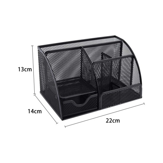 EasyPAG Black Grid Multi-function Stationery Storage Desktop Organizer Pen Holder with Drawer, Multiple Compartments, Durable Metal Construction, Suitable for Organizing Office Supplies. EasyPAG Black Grid Multi-function Stationery Storage Desktop Organizer Pen Holder with Drawer, Multiple Compartments, Durable Metal Construction, Suitable for Organizing Office Supplies.