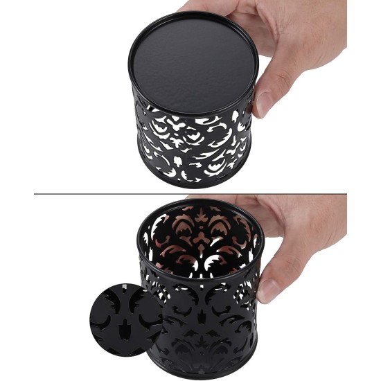 EasyPAG cylindrical pen holder, durable black metal, exquisite laser cut floral pattern, compact desktop organizer, perfect for students and professionals. EasyPAG cylindrical pen holder, durable black metal, exquisite laser cut floral pattern, compact desktop organizer, perfect for students and professionals.