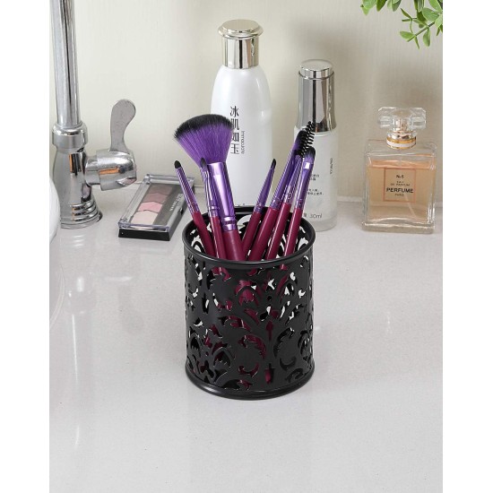 EasyPAG cylindrical pen holder, durable black metal, exquisite laser cut floral pattern, compact desktop organizer, perfect for students and professionals. EasyPAG cylindrical pen holder, durable black metal, exquisite laser cut floral pattern, compact desktop organizer, perfect for students and professionals.