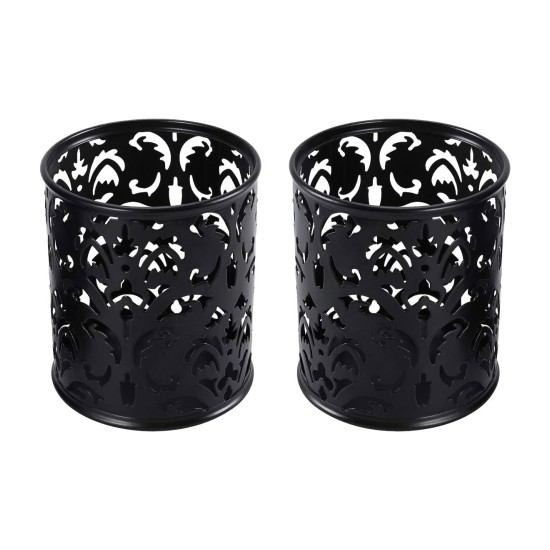 EasyPAG cylindrical pen holder, durable black metal, exquisite laser cut floral pattern, compact desktop organizer, perfect for students and professionals. EasyPAG cylindrical pen holder, durable black metal, exquisite laser cut floral pattern, compact desktop organizer, perfect for students and professionals.