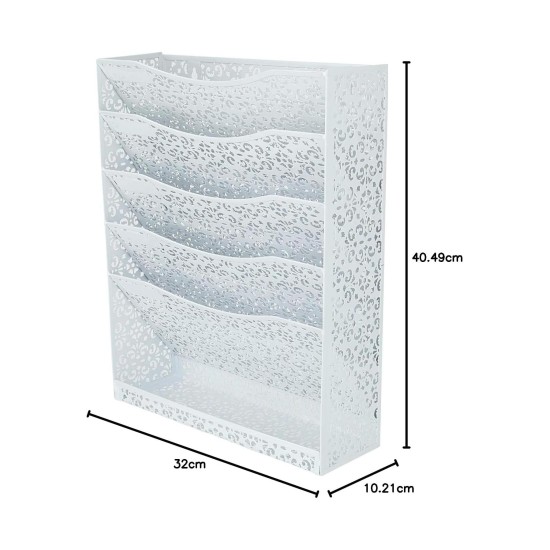 EasyPAG File Organizer, Lightweight Metal, Soft White Finish, Beautiful Laser Cut Floral Pattern, White. EasyPAG File Organizer, Lightweight Metal, Soft White Finish, Beautiful Laser Cut Floral Pattern, White.