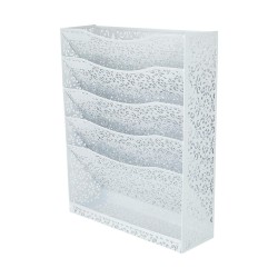 EasyPAG File Organizer, Lightweight Metal, Soft White Finish, Beautiful Laser Cut Floral Pattern, White.