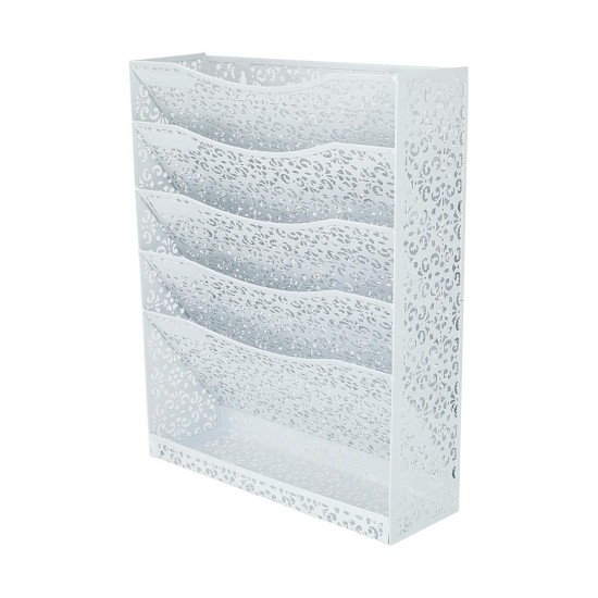 EasyPAG File Organizer, Lightweight Metal, Soft White Finish, Beautiful Laser Cut Floral Pattern, White. EasyPAG File Organizer, Lightweight Metal, Soft White Finish, Beautiful Laser Cut Floral Pattern, White.