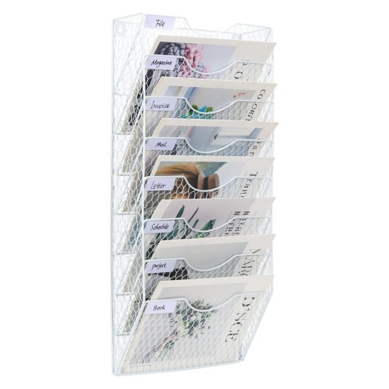 EasyPAG 8-Tier Tray Wall-Mounted File Rack, Mail Organizer, Magazine Paper Organizer, White, Wall-Mounted Grid Organizer, Multiple Compartments, Suitable for Offices, Waiting Rooms, Retail Locations. EasyPAG 8-Tier Tray Wall-Mounted File Rack, Mail Organizer, Magazine Paper Organizer, White, Wall-Mounted Grid Organizer, Multiple Compartments, Suitable for Offices, Waiting Rooms, Retail Locations.