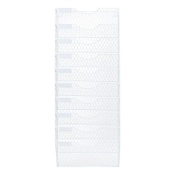 EasyPAG 10-Tier Tray Wall-Mounted File Rack, Mail Organizer, Magazine Paper Organizer, White, Wall-Mounted Grid Organizer, Multiple Compartments, Suitable for Offices, Waiting Rooms, Retail Locations.