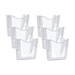 EasyPAG clear acrylic magazine rack, vertical, lightweight and sturdy, perfect for organizing magazines, brochures and notebooks. 6-pack.