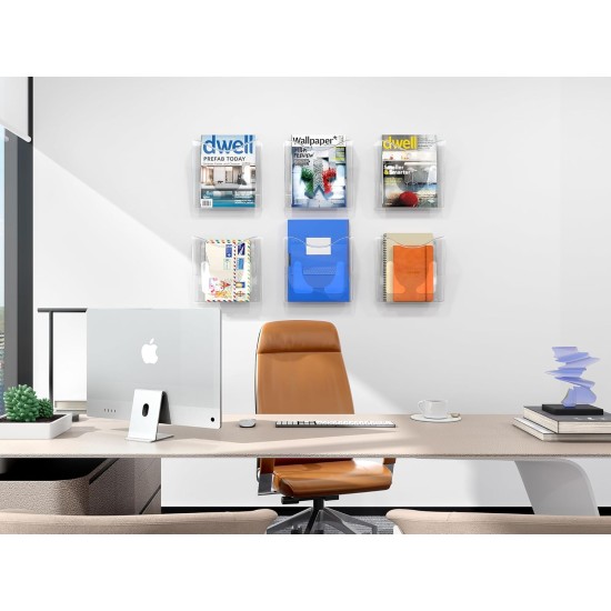 EasyPAG clear acrylic magazine rack, vertical, lightweight and sturdy, perfect for organizing magazines, brochures and notebooks. 6-pack. EasyPAG clear acrylic magazine rack, vertical, lightweight and sturdy, perfect for organizing magazines, brochures and notebooks. 6-pack.
