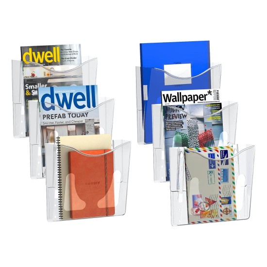 EasyPAG clear acrylic magazine rack, vertical, lightweight and sturdy, perfect for organizing magazines, brochures and notebooks. 6-pack. EasyPAG clear acrylic magazine rack, vertical, lightweight and sturdy, perfect for organizing magazines, brochures and notebooks. 6-pack.