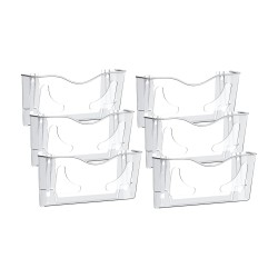 EasyPAG clear acrylic magazine rack, landscape orientation, lightweight and sturdy, perfect for magazines, brochures and notebooks. 6-pack.