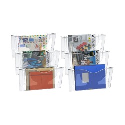 EasyPAG clear acrylic magazine rack, landscape orientation, lightweight and sturdy, perfect for magazines, brochures and notebooks. 6-pack.