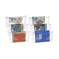 EasyPAG clear acrylic magazine rack, landscape orientation, lightweight and sturdy, perfect for magazines, brochures and notebooks. 6-pack.